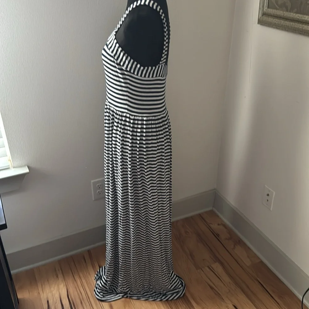 LOFT blue white striped maxi‎ dress Sz M